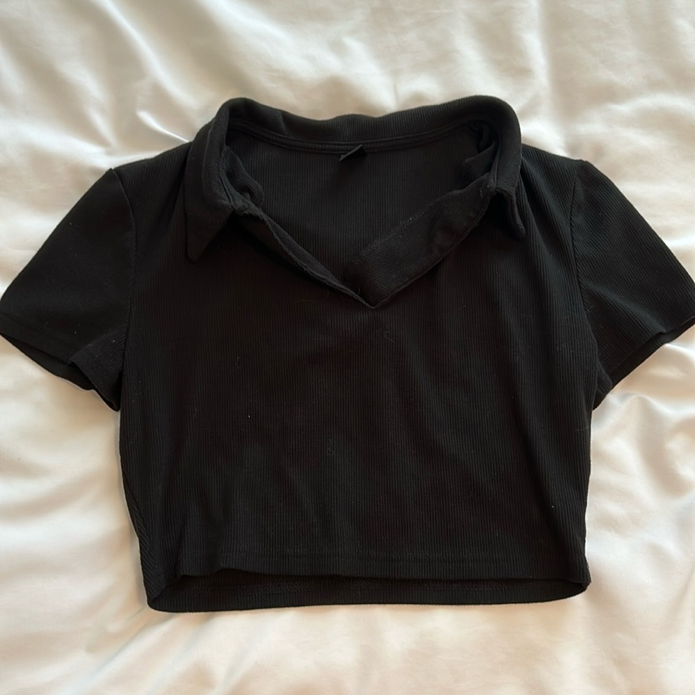 Shein size small collared baby tshirt black ribbed material